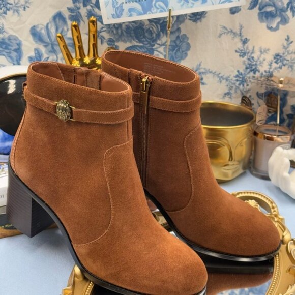 🆕 KURT GEIGER LONDON 🧿 NIB Shoreditch Block Ankle Boot, Tan Suede Sz39 US 8.5 - Picture 4 of 16